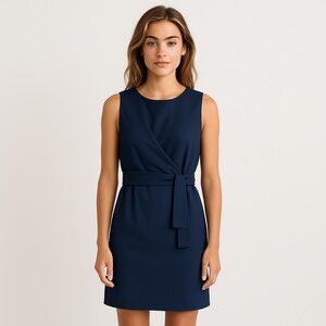 Lulus Navy Blue Wrap Sheath Dress Small Tie Waist Cocktail